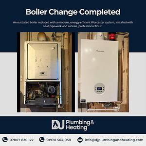 Modern boiler upgrade for efficient heating in Wrexham. Reliable installation by DJ Plumbing & Heati.