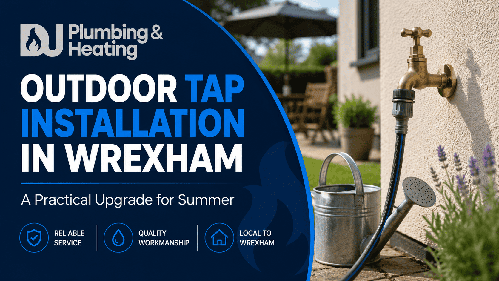Professional outdoor tap installation by DJ Plumbing & Heating in Wrexham.
